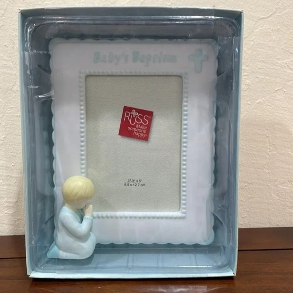 New! Vintage Russ Baby's Baptism Ceramic Frame